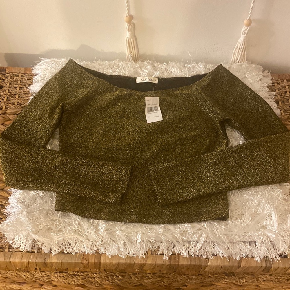 Gold&black Glittery Crop Top